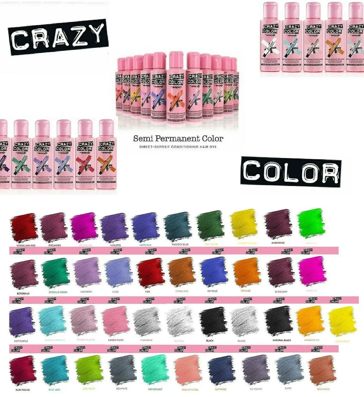 אריזת צבע שיער חצי קבוע Crazy Color 100 מ״ל