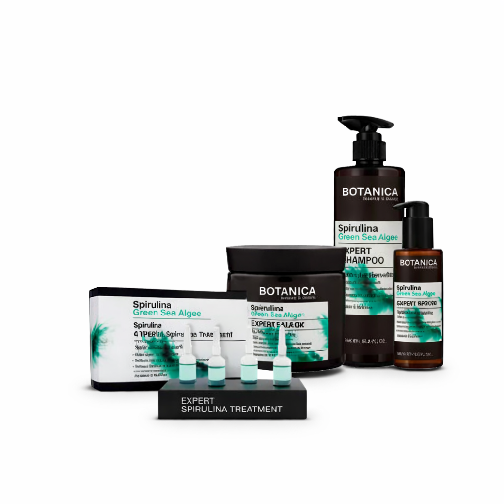 Botanika Spirulina Extract-Enriched Pack Mask Shampoo and Serum