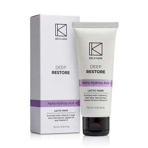 מסכת Alpha Lactic עם 8% חומצה לקטית Deep Restore 75 מ״ל | Dr Kadir – תמונת אריזת המוצר