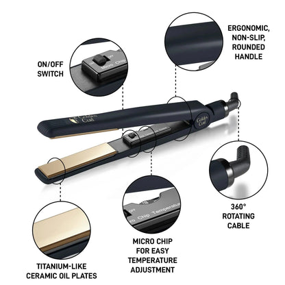 גולדן קארל מחליק טיטניום זהוב טורבו להחלקה וסלסול - Golden Curl