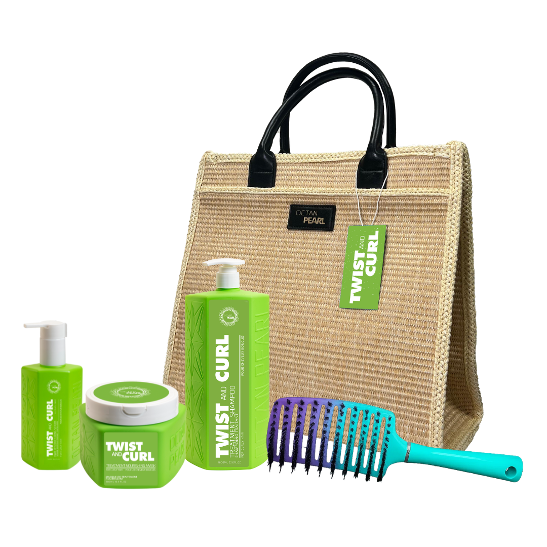 אוקטן פרל ערכת טוויסט אנד קרל שמפו, מסכה, סרום ומברשת - Octan Pearl