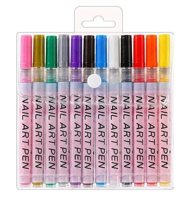 Acrylic marker set for painting and decorating nails - 12 shades