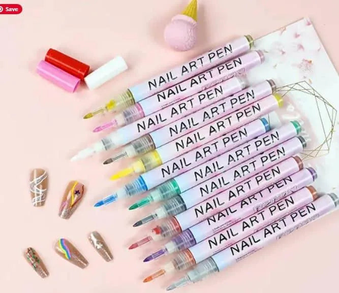 סט טושים אקריליים לציור וקישוט ציפורניים - 12 גוונים