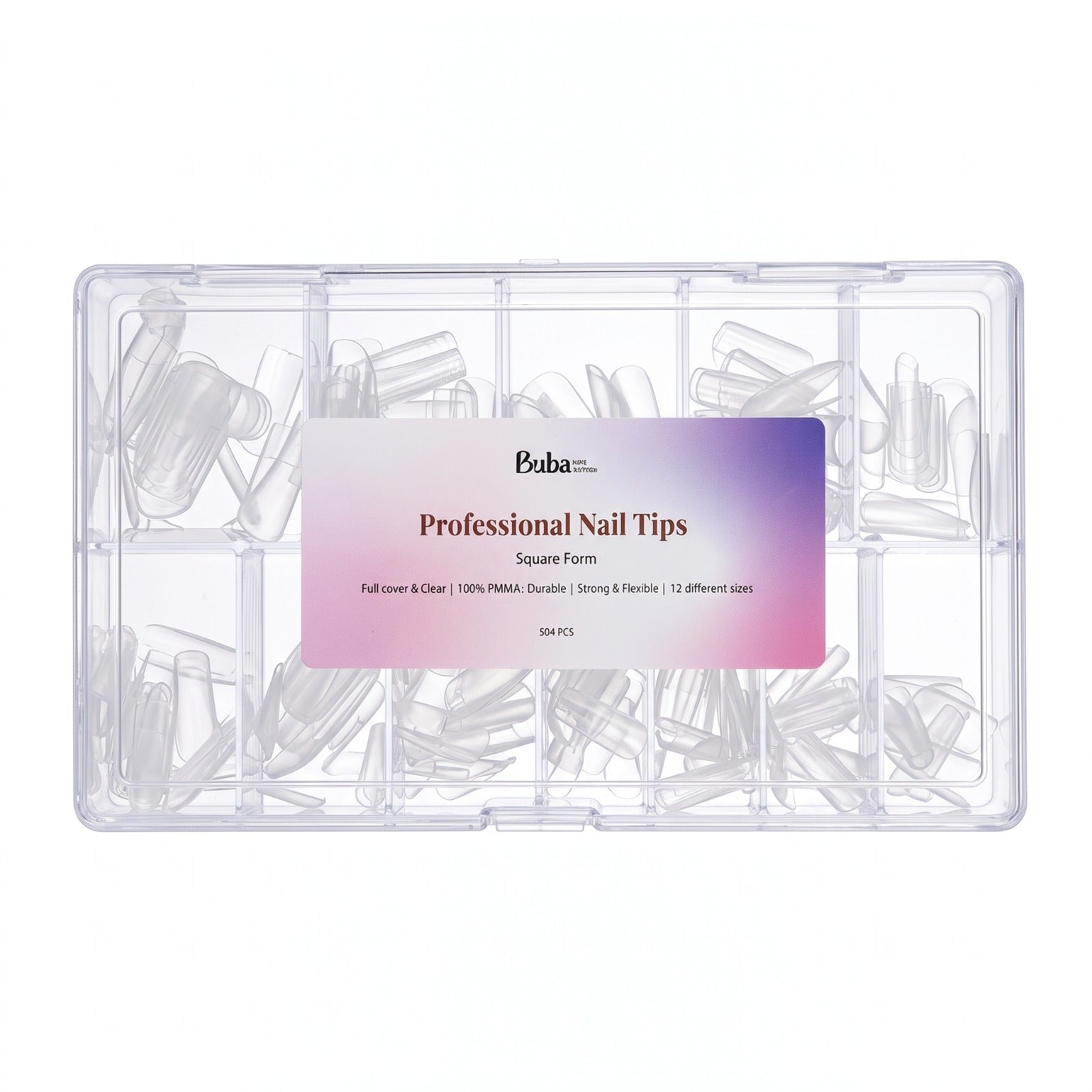 טיפסים מקצועיים שקופים Square 504 יח׳ | Buba Nail System
