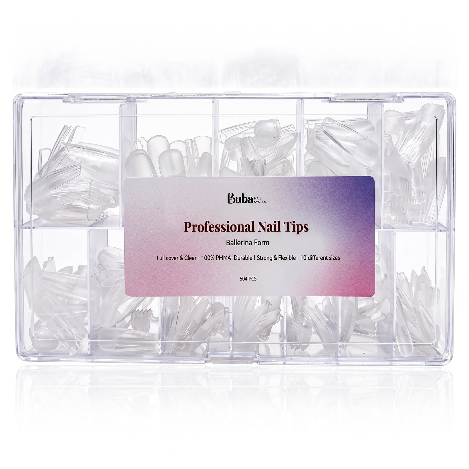 טיפסים מקצועיים שקופים Ballerina 504 יח׳ | Buba Nail System