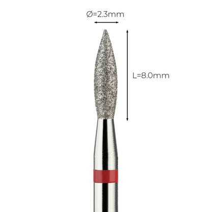 Fine Red "Flame" Diamond Grinding Head Drill Bit 243/023 - Vladmiva