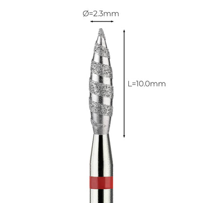 Diamond grinding head drill bit "Tornado Flame" fine red 243/023T - Vladmiva