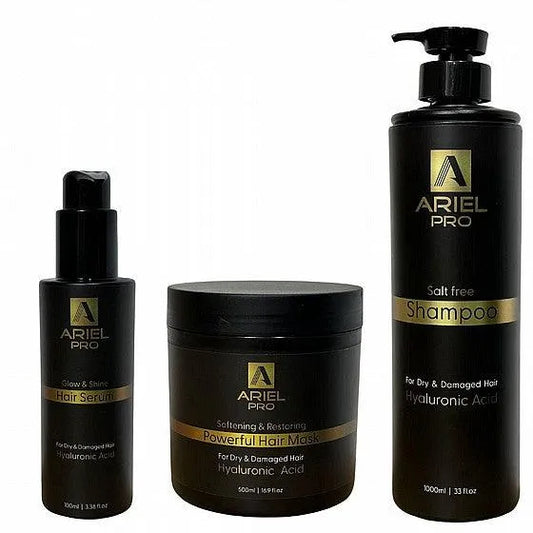 Набор для восстановления волос: шампунь, маска и сыворотка от ArielPRO - черная серия