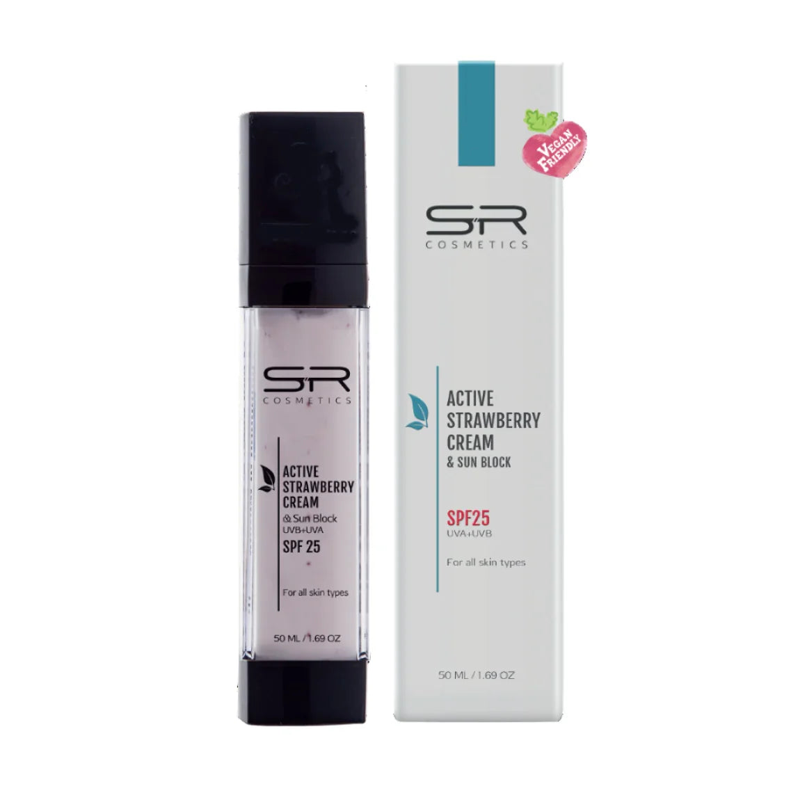 קרם לחות Active Strawberry עם הגנת UVA/UVB ‏50 מ״ל | SR Cosmetics – תמונת אריזת המוצר