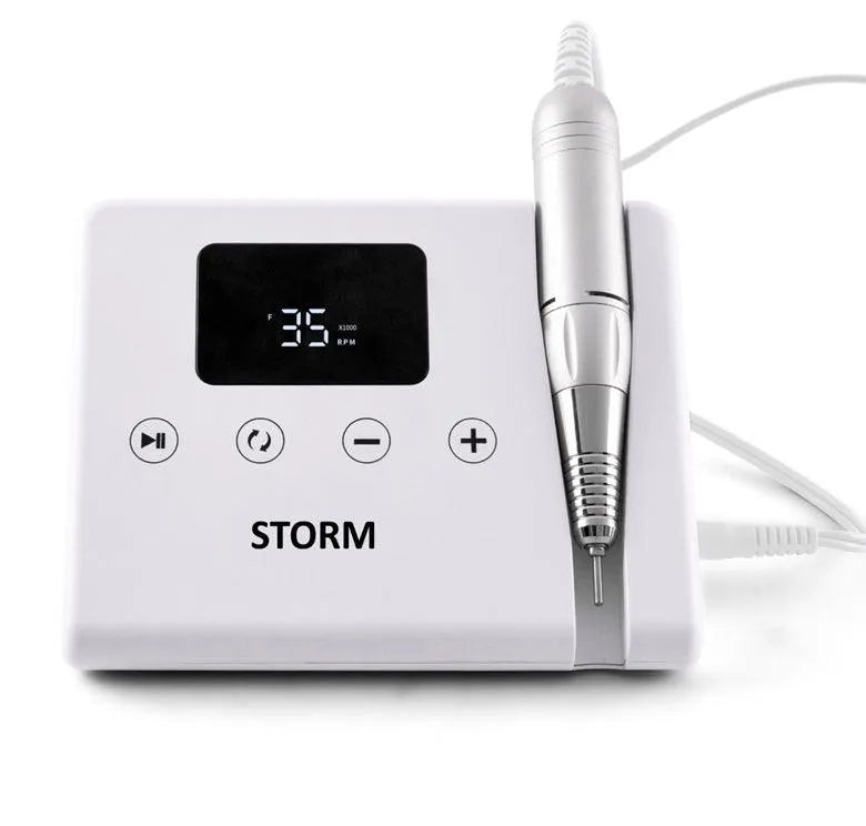 סטורם מכונת שיוף מקצועית למניקור ופדיקור עם סט ראשים - לבן