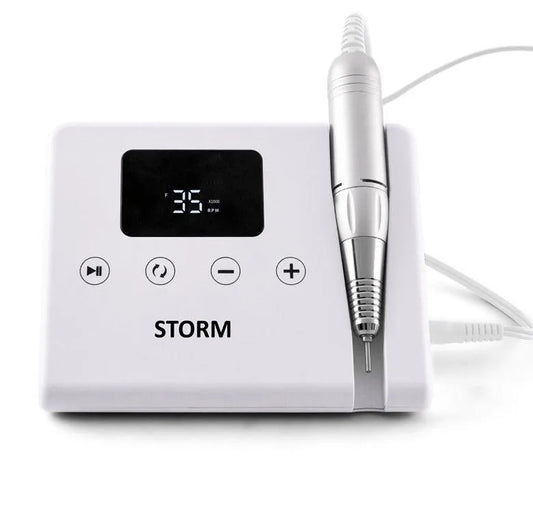 סטורם מכונת שיוף מקצועית למניקור ופדיקור עם סט ראשים - לבן