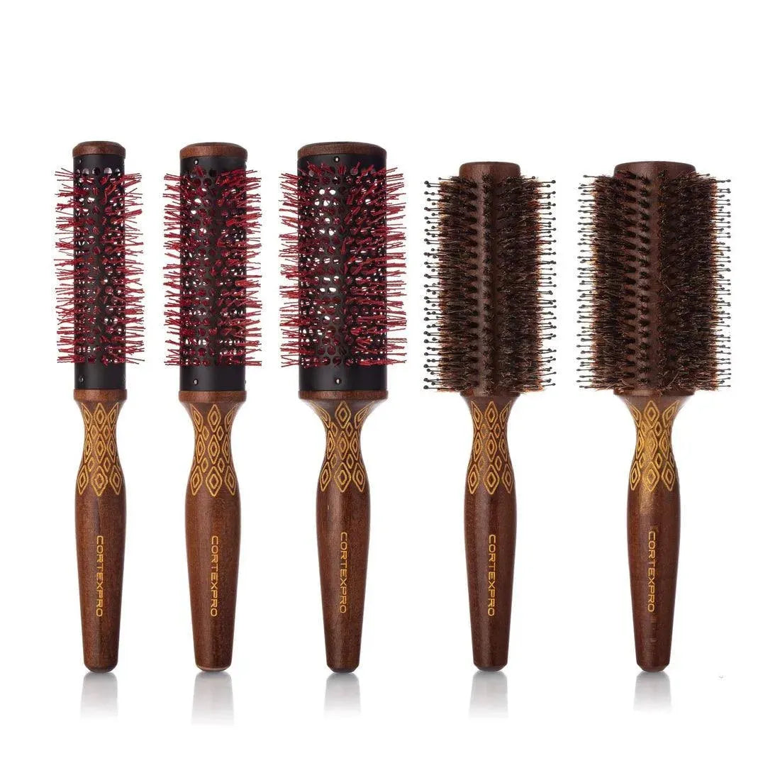 Cortex Pro Wooden Hair Brush Set - 5 Units