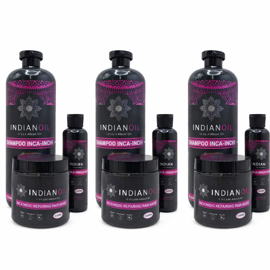 שמן הודי מארז מוצרי השיער המשקמים - מהדורה משפחתית 1000 מ"ל - 3 ערכות