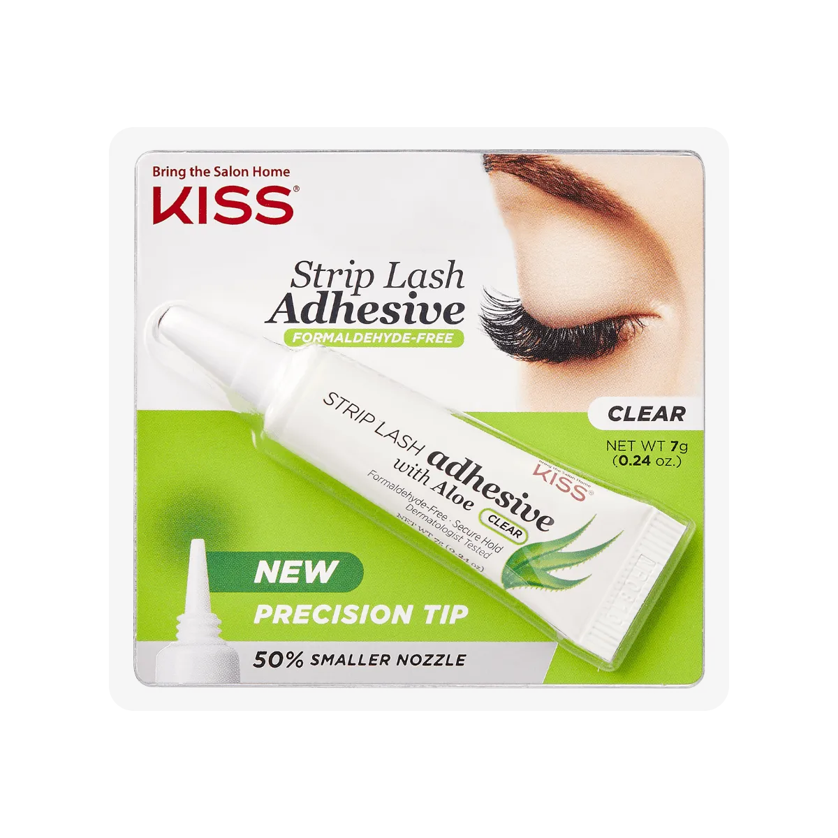 A pack of false eyelash glue in a clear tube