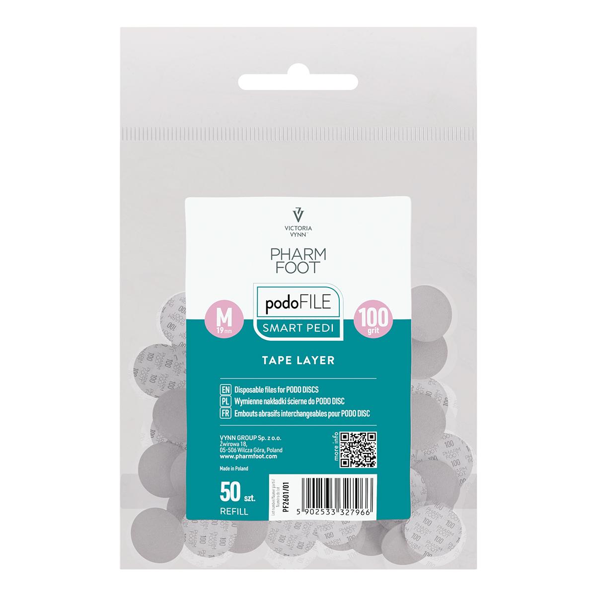 Pharm Foot PODO FILE TAPE LAYER | שוחקים חד-פעמיים על סרט לדיסק פדיקור - REFILL 50 יח' | חספוס 100/180/240