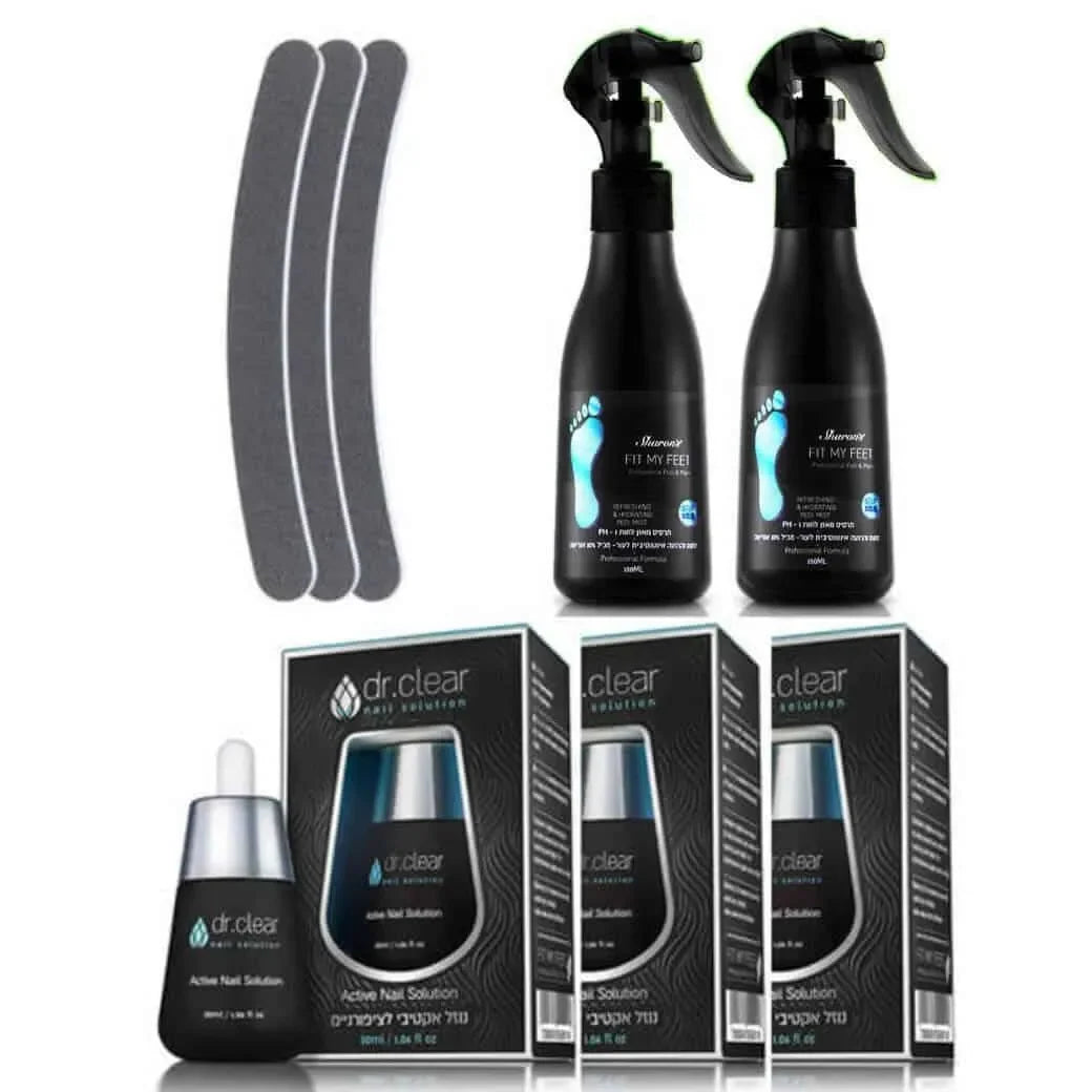 Dr Clear מארז שלישייה נוזל אקטיבי לציפורניים 3×30 מ״ל – אריזת המוצר