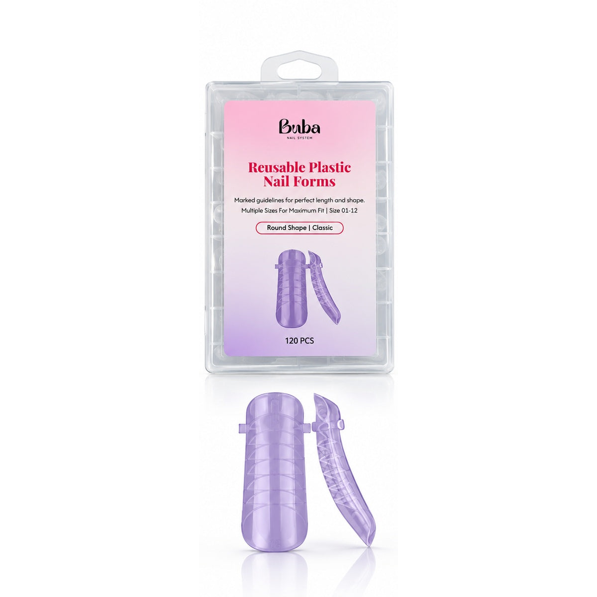 Buba – Reusable Reverse Nail Forms Round – 120 pieces