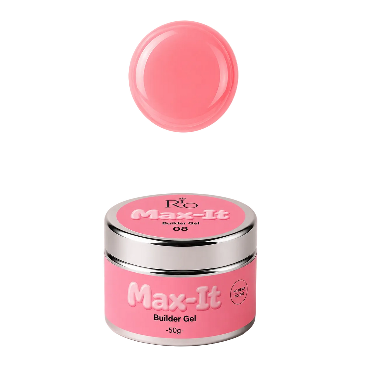 MAX-IT Builder Gel מבית RIO | ג׳ל בנייה מקצועי 50 גרם – גוון 08 | ללא HEMA וללא TPO