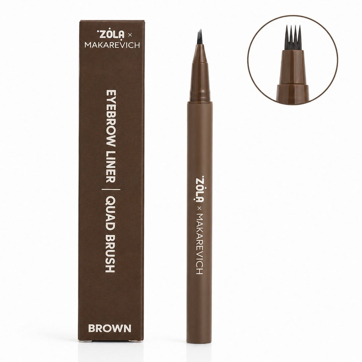 ZOLA Four-Tip Fine Brow Hair Pen - Brown by ZOLA